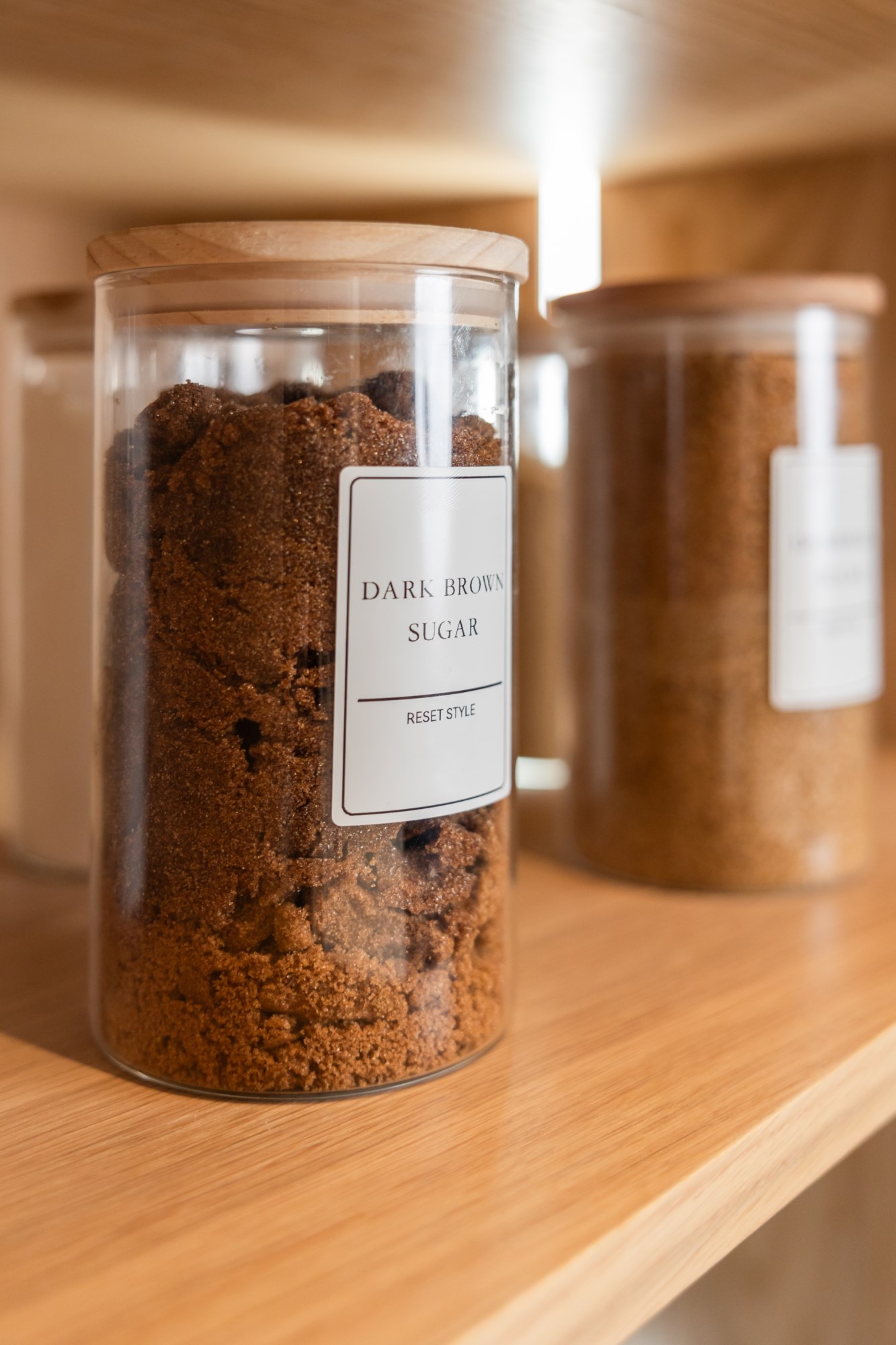 Labelled pantry jar with Reset Style branding