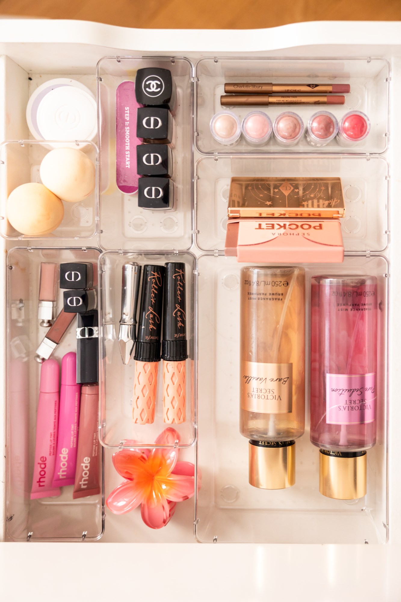 Organised makeup and beauty drawer